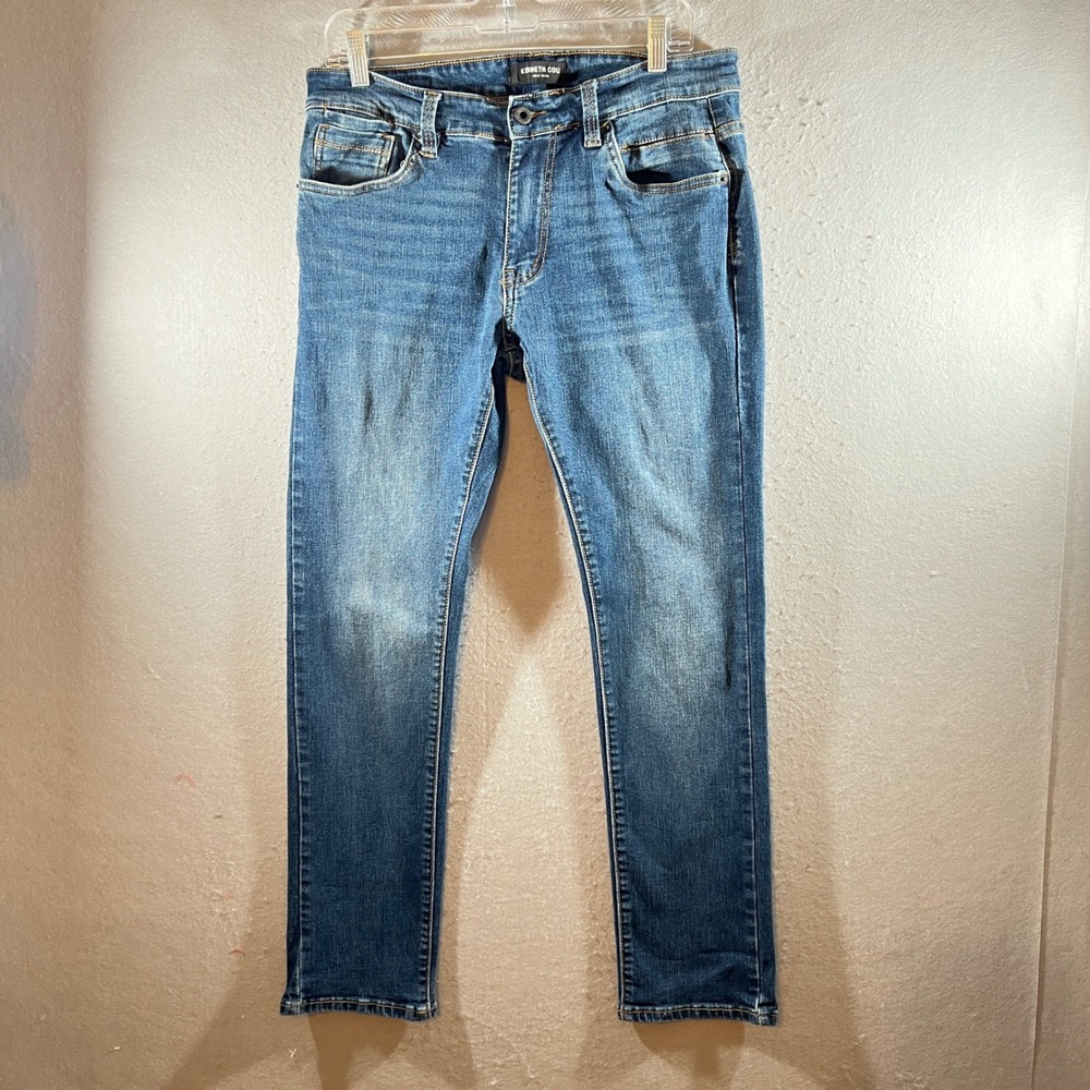 1190 | Kenneth Cole New York Slim Fit Medium Wash Stretch Jeans Blue Mens 32x30